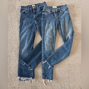 BUNDLE OF MOTHER CROP, STEP FRAY AND BUTTON FLY FREE PEOPLE JEANS. Sizes 25 & 26